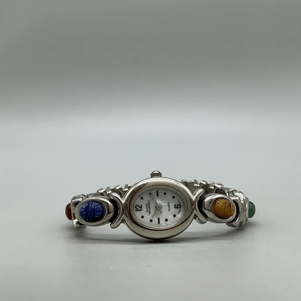 Gloria Vanderbilt Scarab 65014 Womens Watch 18mm MOP Dial New Battery 7.5